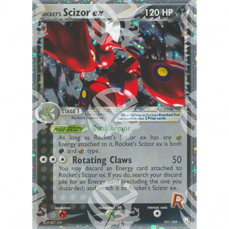 EX Team Rocket Returns - Rocket's Scizor ex - Holo Rare 101/109 - Warcard - EX Team Rocket Returns - Rocket's Scizor ex - Holo Rare 101/109 i prezzi più bassi sul mercato, solo da www.warcardshop.com! Carte singole, box, buste e mazzi.