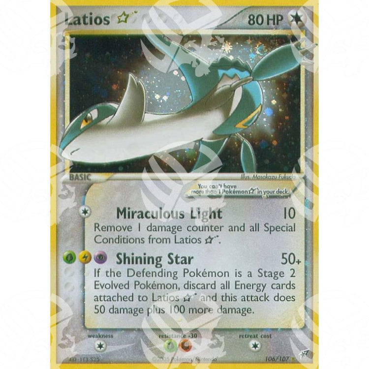 EX Deoxys - Latios ☆ - Shiny Holo Rare 106/107 - Warcard - EX Deoxys - Latios ☆ - Shiny Holo Rare 106/107 i prezzi più bassi sul mercato, solo da www.warcardshop.com! Carte singole, box, buste e mazzi.