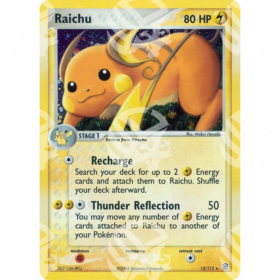 EX RossoFuoco e VerdeFoglia - Raichu - Holo Rare 12/112 - Warcard - EX RossoFuoco e VerdeFoglia - Raichu - Holo Rare 12/112 i prezzi più bassi sul mercato, solo da www.warcardshop.com! Carte singole, box, buste e mazzi.