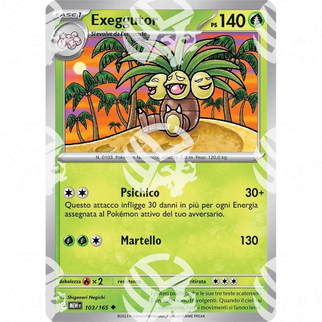 151 - Exeggutor - 103/165 - Warcard - 151 - Exeggutor - 103/165 i prezzi più bassi sul mercato, solo da www.warcardshop.com! Carte singole, box, buste e mazzi.