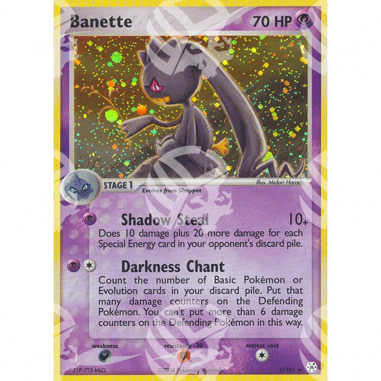 EX Leggende Nascoste - Banette - Holo Rare 1/101 - Warcard - EX Leggende Nascoste - Banette - Holo Rare 1/101 i prezzi più bassi sul mercato, solo da www.warcardshop.com! Carte singole, box, buste e mazzi.