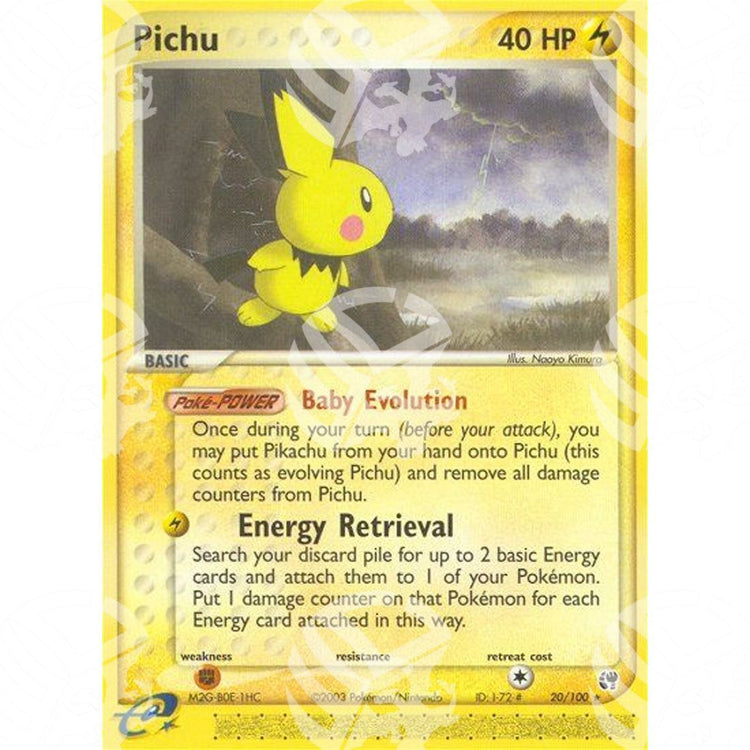 EX Tempesta Di Sabbia - Pichu - 20/100 - Warcard - EX Tempesta Di Sabbia - Pichu - 20/100 i prezzi più bassi sul mercato, solo da www.warcardshop.com! Carte singole, box, buste e mazzi.