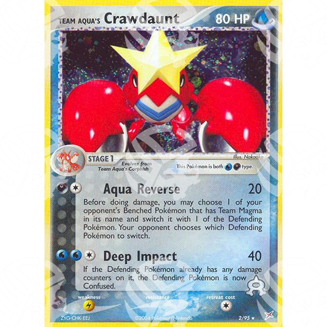 EX Team Magma vs Team Idro - Team Aqua's Crawdaunt - Holo Rare 2/95 - Warcard - EX Team Magma vs Team Idro - Team Aqua's Crawdaunt - Holo Rare 2/95 i prezzi più bassi sul mercato, solo da www.warcardshop.com! Carte singole, box, buste e mazzi.