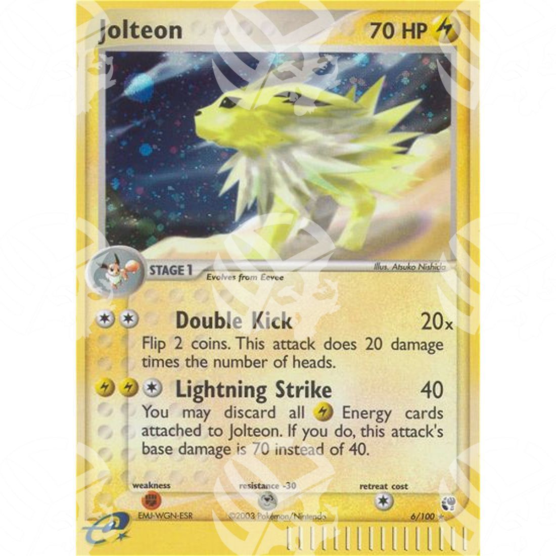 EX Tempesta Di Sabbia - Jolteon - Holo Rare 6/100 - Warcard - EX Tempesta Di Sabbia - Jolteon - Holo Rare 6/100 i prezzi più bassi sul mercato, solo da www.warcardshop.com! Carte singole, box, buste e mazzi.