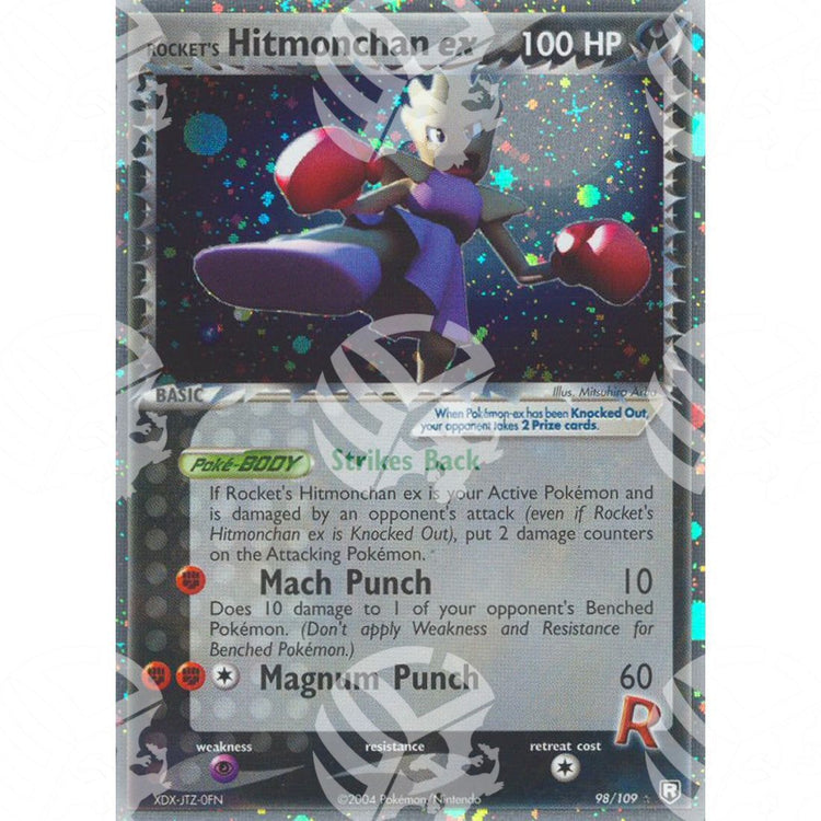 EX Team Rocket Returns - Rocket's Hitmonchan ex - Holo Rare 98/109 - Warcard - EX Team Rocket Returns - Rocket's Hitmonchan ex - Holo Rare 98/109 i prezzi più bassi sul mercato, solo da www.warcardshop.com! Carte singole, box, buste e mazzi.