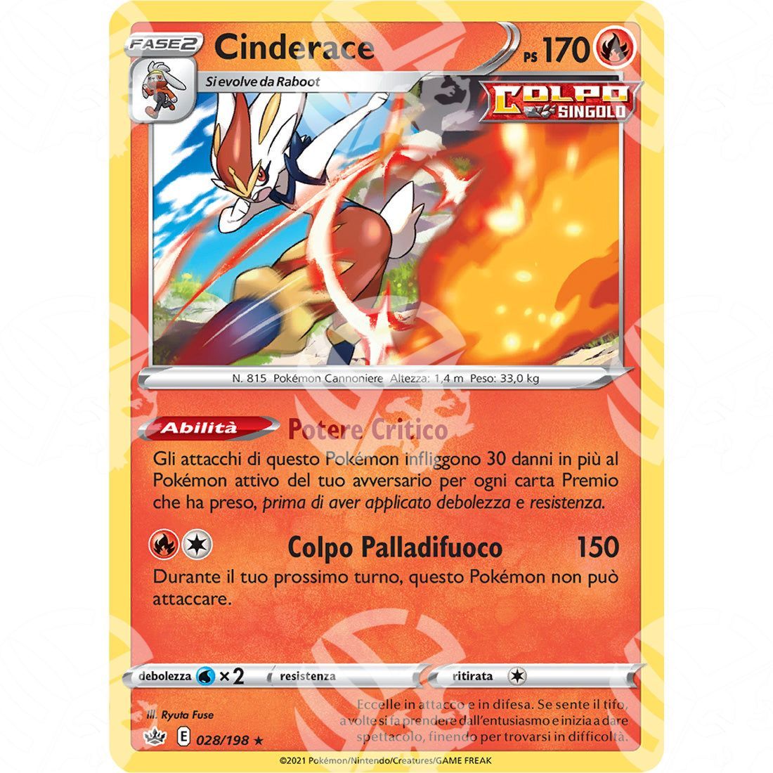 Regno Glaciale - Cinderace - Holo Rare 028/198 - Warcard - Regno Glaciale - Cinderace - Holo Rare 028/198 i prezzi più bassi sul mercato, solo da www.warcardshop.com! Carte singole, box, buste e mazzi.