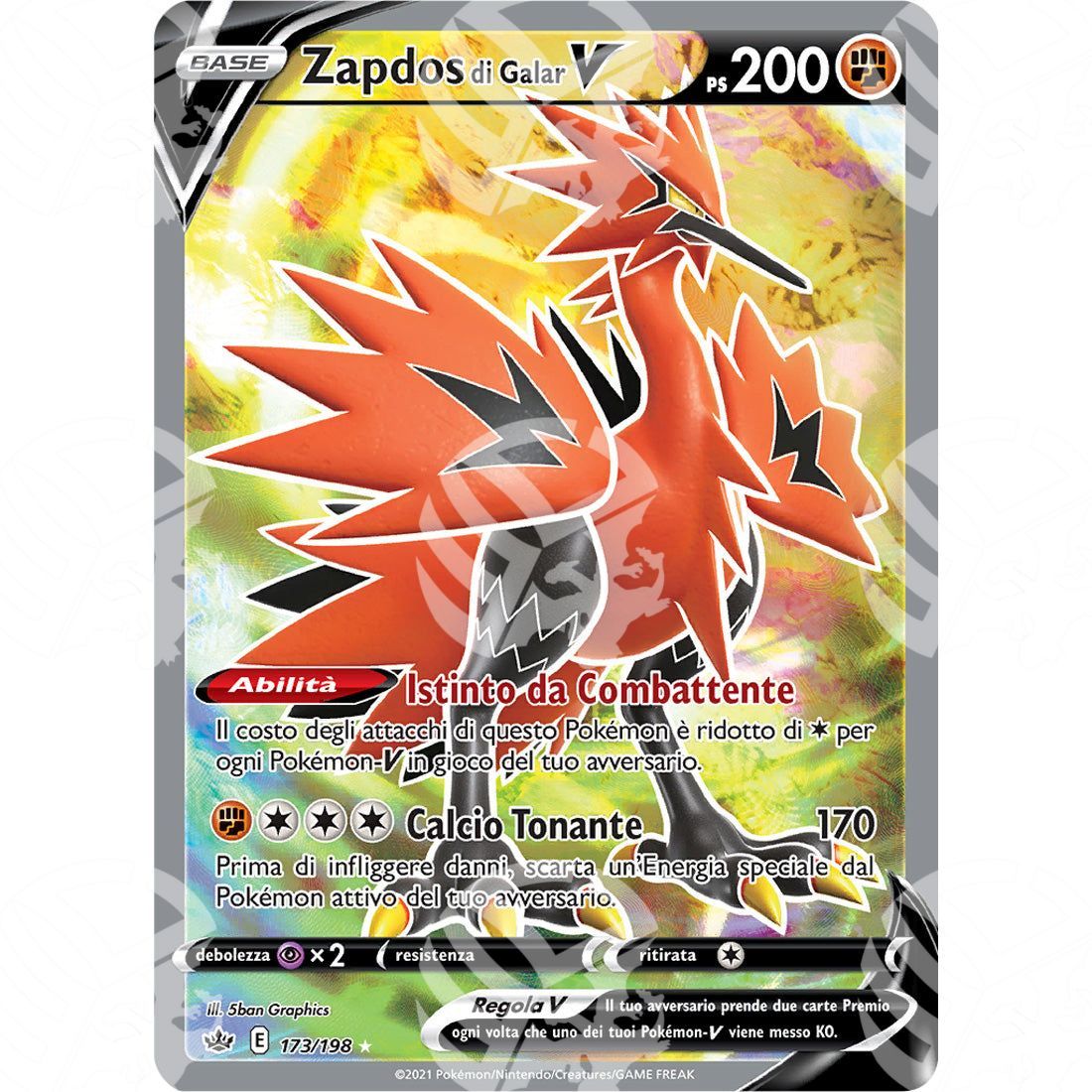 Regno Glaciale - Galarian Zapdos V - Ultra Rare 173/198 - Warcard - Regno Glaciale - Galarian Zapdos V - Ultra Rare 173/198 i prezzi più bassi sul mercato, solo da www.warcardshop.com! Carte singole, box, buste e mazzi.