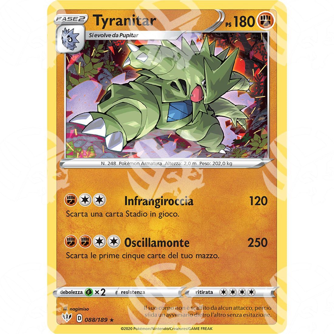 Fiamme Oscure - Tyranitar - 088/189 - Warcard - Fiamme Oscure - Tyranitar - 088/189 i prezzi più bassi sul mercato, solo da www.warcardshop.com! Carte singole, box, buste e mazzi.