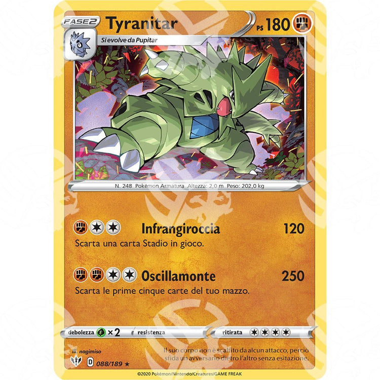 Fiamme Oscure - Tyranitar - 088/189 - Warcard - Fiamme Oscure - Tyranitar - 088/189 i prezzi più bassi sul mercato, solo da www.warcardshop.com! Carte singole, box, buste e mazzi.