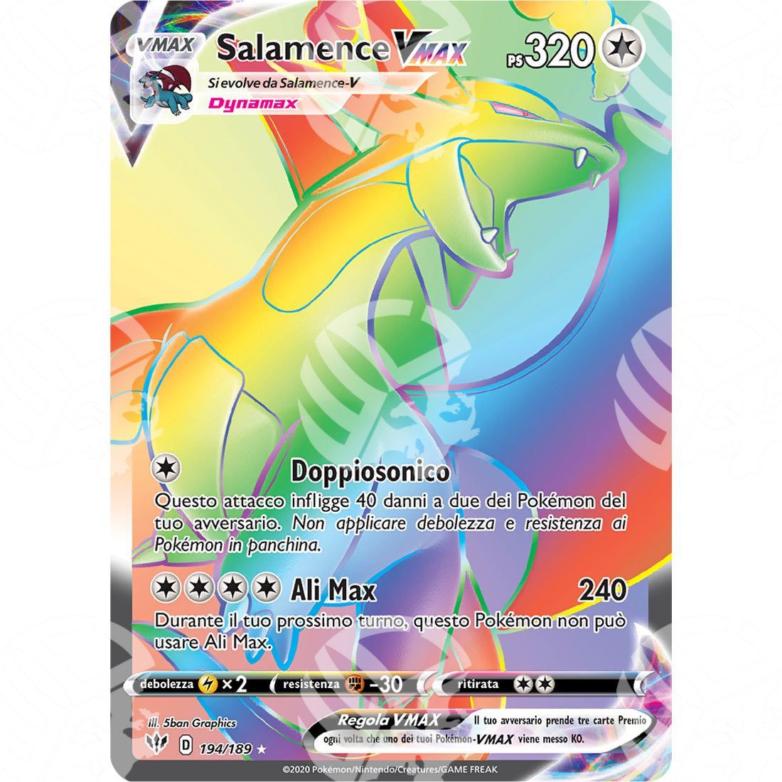 Fiamme Oscure - Salamence VMAX - Rainbow 194/189 - Warcard - Fiamme Oscure - Salamence VMAX - Rainbow 194/189 i prezzi più bassi sul mercato, solo da www.warcardshop.com! Carte singole, box, buste e mazzi.