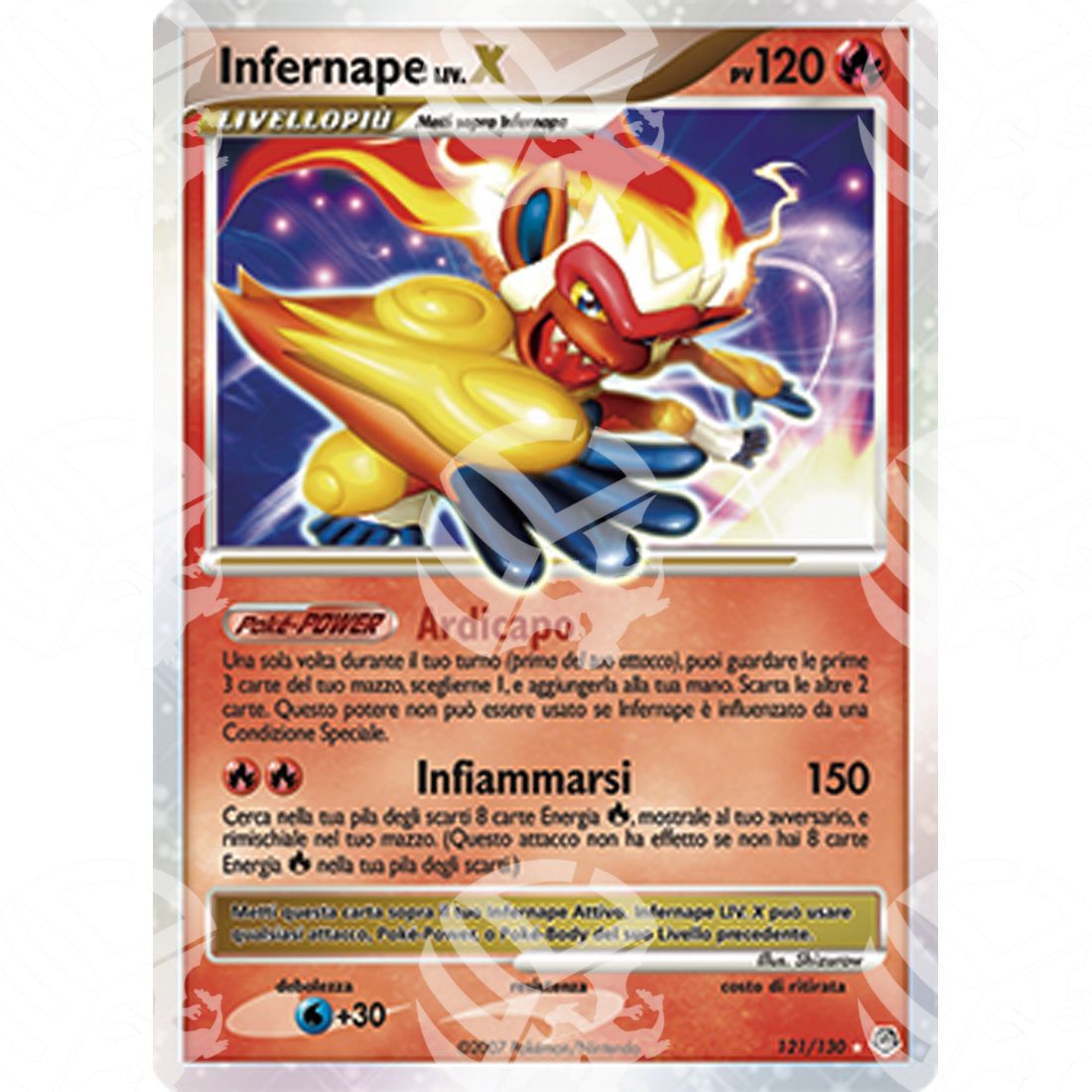 Diamante e Perla - Infernape LV.X - Holo Rare 121/130 - Warcard - Diamante e Perla - Infernape LV.X - Holo Rare 121/130 i prezzi più bassi sul mercato, solo da www.warcardshop.com! Carte singole, box, buste e mazzi.