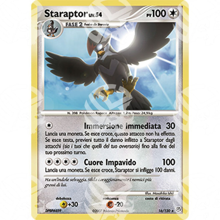 Diamante e Perla - Staraptor Lv.54 - Holo Rare 16/130 - Warcard - Diamante e Perla - Staraptor Lv.54 - Holo Rare 16/130 i prezzi più bassi sul mercato, solo da www.warcardshop.com! Carte singole, box, buste e mazzi.