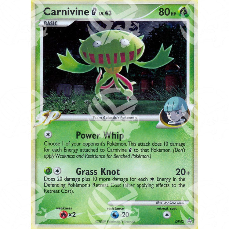 Black Star Promos - DP - Carnivine Pokémon G - Holo Promo DP42 - Warcard - Black Star Promos - DP - Carnivine Pokémon G - Holo Promo DP42 i prezzi più bassi sul mercato, solo da www.warcardshop.com! Carte singole, box, buste e mazzi.