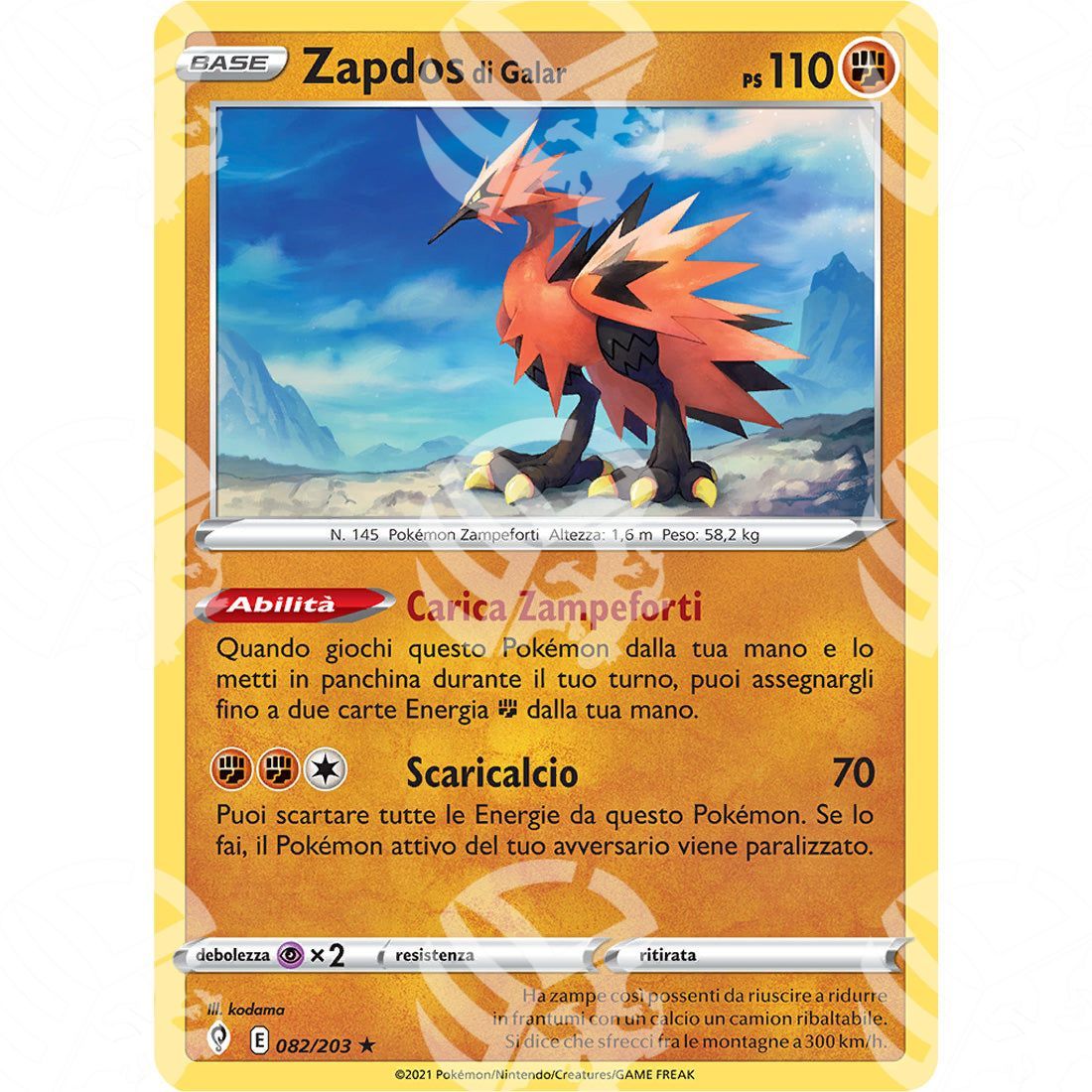 Evoluzioni Eteree - Galarian Zapdos - Holo Rare 082/203 - Warcard - Evoluzioni Eteree - Galarian Zapdos - Holo Rare 082/203 i prezzi più bassi sul mercato, solo da www.warcardshop.com! Carte singole, box, buste e mazzi.