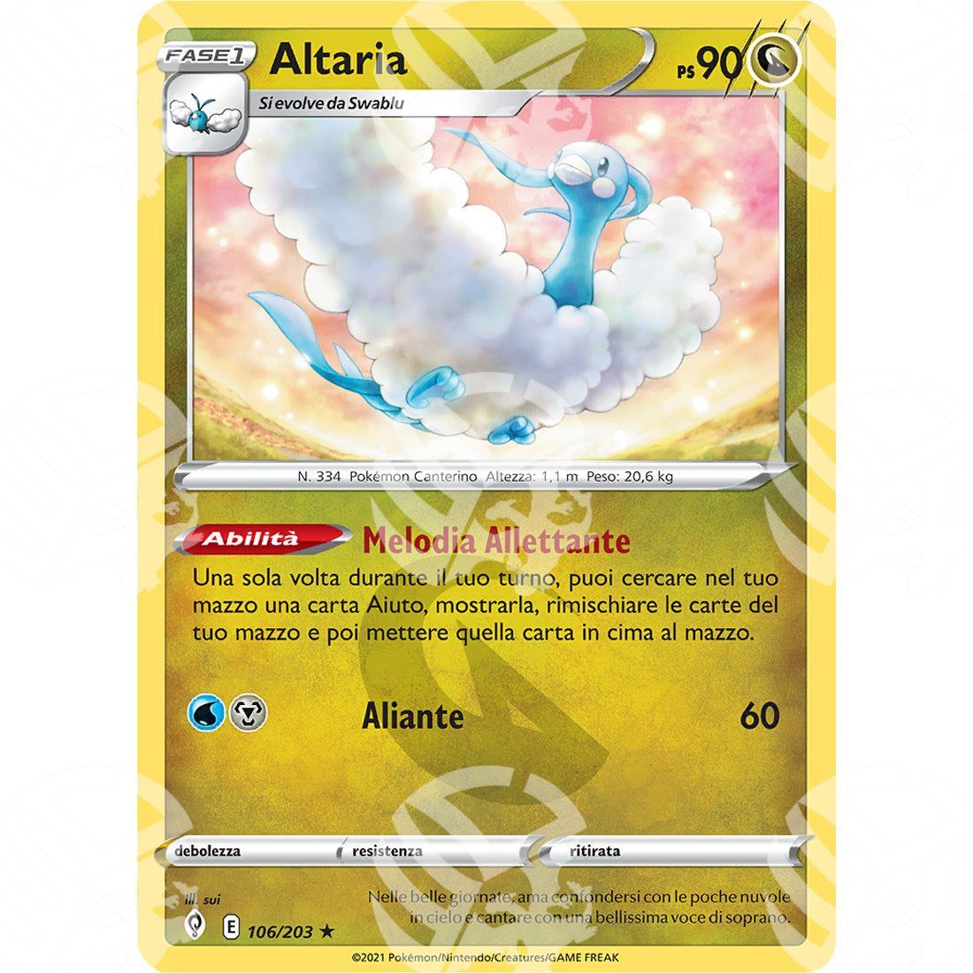 Evoluzioni Eteree - Altaria - 106/203 - Warcard - Evoluzioni Eteree - Altaria - 106/203 i prezzi più bassi sul mercato, solo da www.warcardshop.com! Carte singole, box, buste e mazzi.