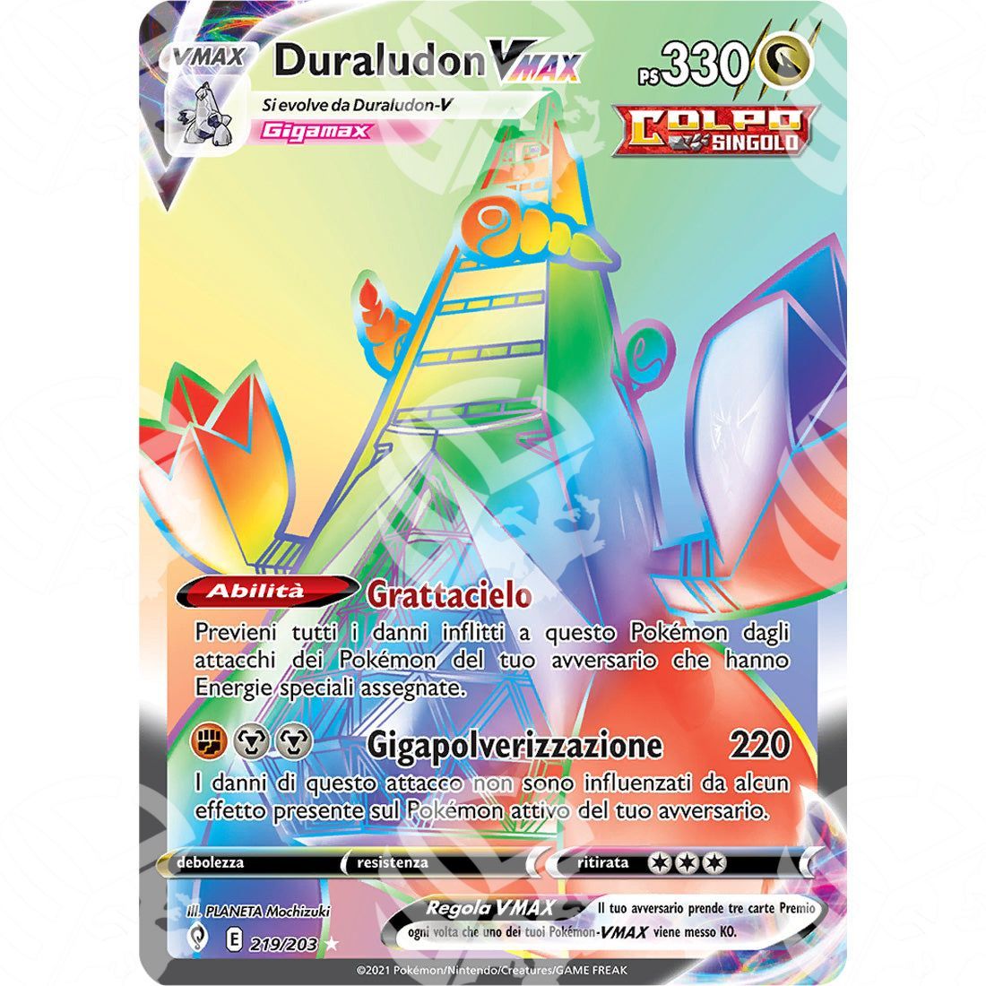 Evoluzioni Eteree - Duraludon VMAX - Rainbow Rare 219/203 - Warcard - Evoluzioni Eteree - Duraludon VMAX - Rainbow Rare 219/203 i prezzi più bassi sul mercato, solo da www.warcardshop.com! Carte singole, box, buste e mazzi.