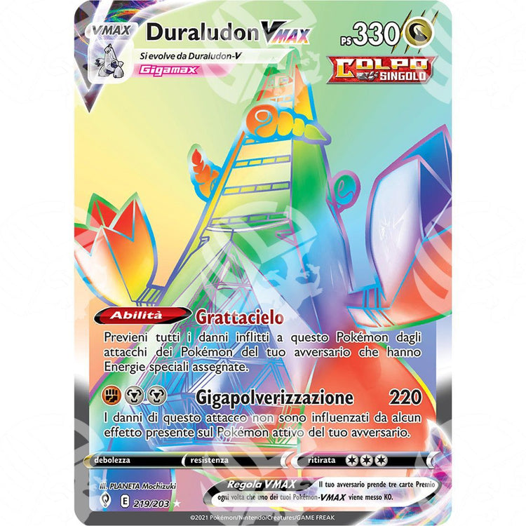 Evoluzioni Eteree - Duraludon VMAX - Rainbow Rare 219/203 - Warcard - Evoluzioni Eteree - Duraludon VMAX - Rainbow Rare 219/203 i prezzi più bassi sul mercato, solo da www.warcardshop.com! Carte singole, box, buste e mazzi.