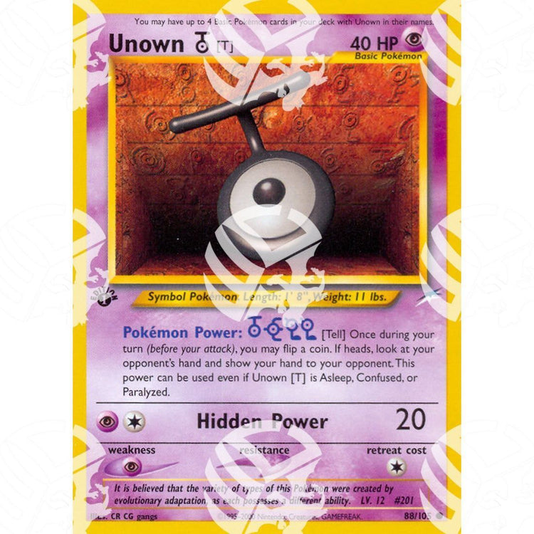 Neo Destiny - Unown T - 88/105 - Warcard - Neo Destiny - Unown T - 88/105 i prezzi più bassi sul mercato, solo da www.warcardshop.com! Carte singole, box, buste e mazzi.