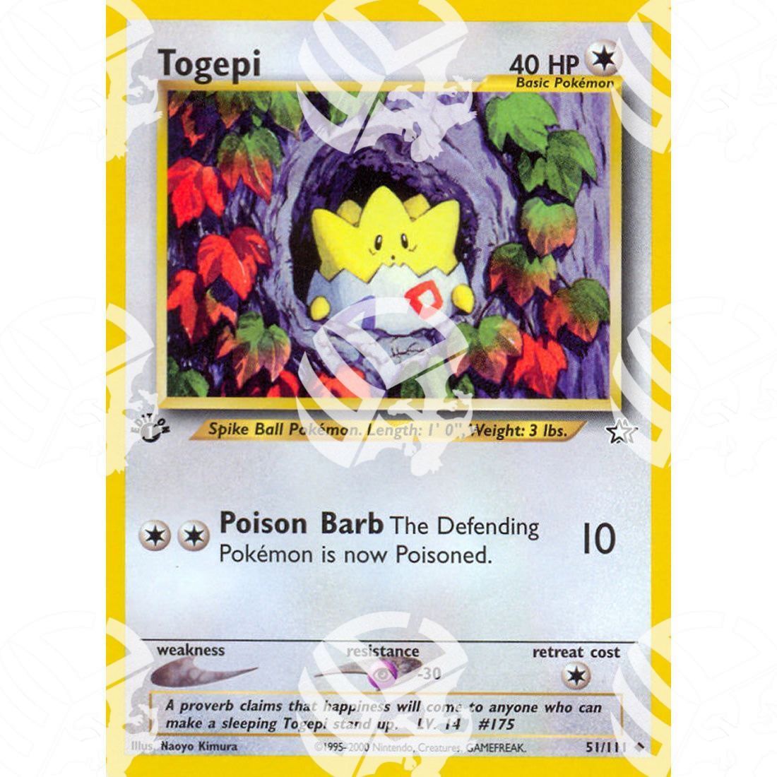 Neo Genesis - Togepi - 51/111 - Warcard - Neo Genesis - Togepi - 51/111 i prezzi più bassi sul mercato, solo da www.warcardshop.com! Carte singole, box, buste e mazzi.