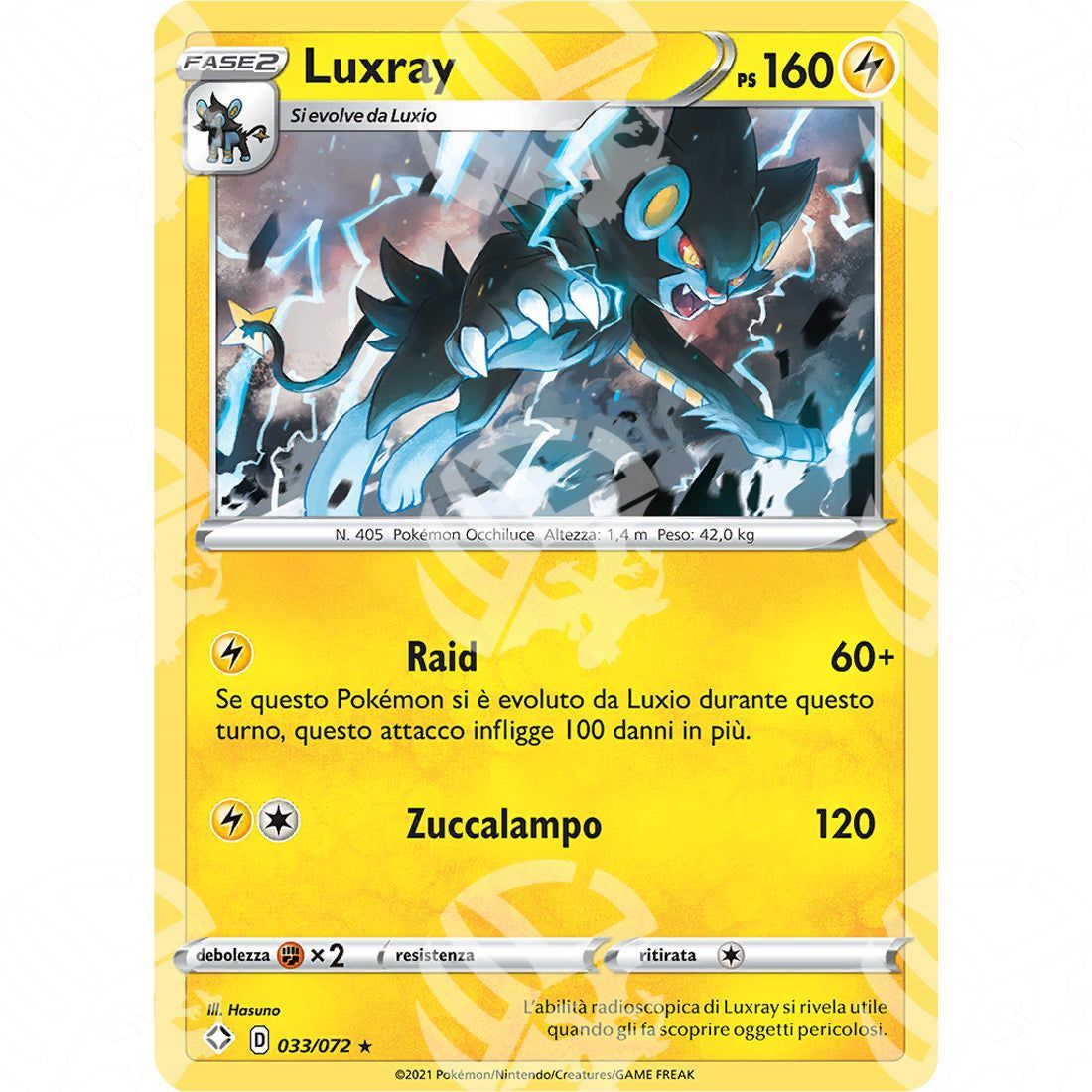 Destino Splendente - Luxray - Holo Rare | 033/072 - Warcard - Destino Splendente - Luxray - Holo Rare | 033/072 i prezzi più bassi sul mercato, solo da www.warcardshop.com! Carte singole, box, buste e mazzi.