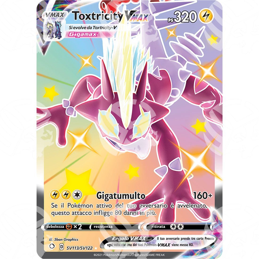 Destino Splendente - Toxtricity VMAX - Rare Shiny | SV113 - Warcard - Destino Splendente - Toxtricity VMAX - Rare Shiny | SV113 i prezzi più bassi sul mercato, solo da www.warcardshop.com! Carte singole, box, buste e mazzi.