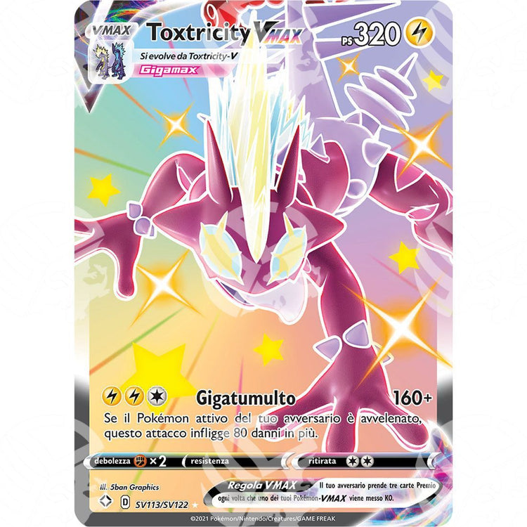 Destino Splendente - Toxtricity VMAX - Rare Shiny | SV113 - Warcard - Destino Splendente - Toxtricity VMAX - Rare Shiny | SV113 i prezzi più bassi sul mercato, solo da www.warcardshop.com! Carte singole, box, buste e mazzi.