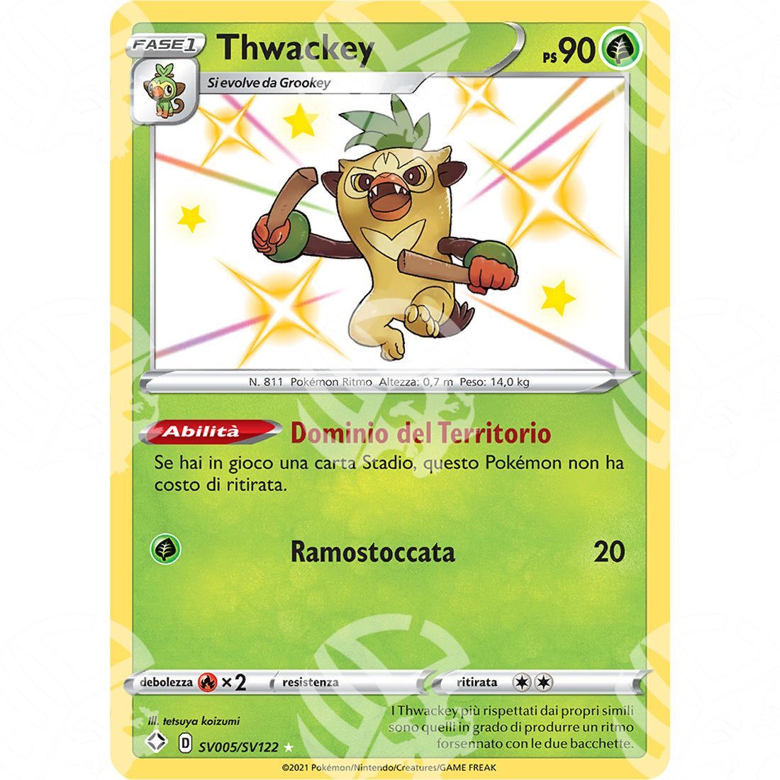 Destino Splendente - Thwackey - Rare Shiny | SV5 - Warcard - Destino Splendente - Thwackey - Rare Shiny | SV5 i prezzi più bassi sul mercato, solo da www.warcardshop.com! Carte singole, box, buste e mazzi.