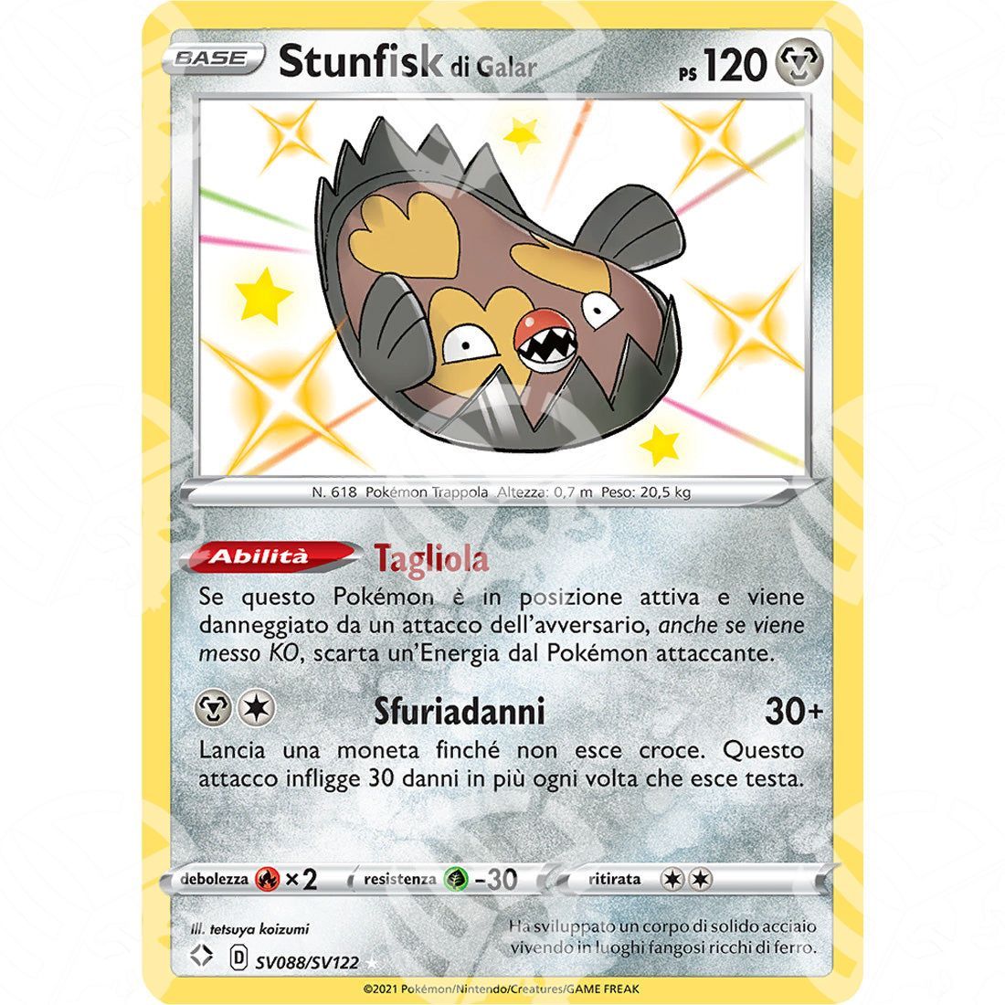 Destino Splendente - Galarian Stunfisk - Rare Shiny | SV88 - Warcard - Destino Splendente - Galarian Stunfisk - Rare Shiny | SV88 i prezzi più bassi sul mercato, solo da www.warcardshop.com! Carte singole, box, buste e mazzi.