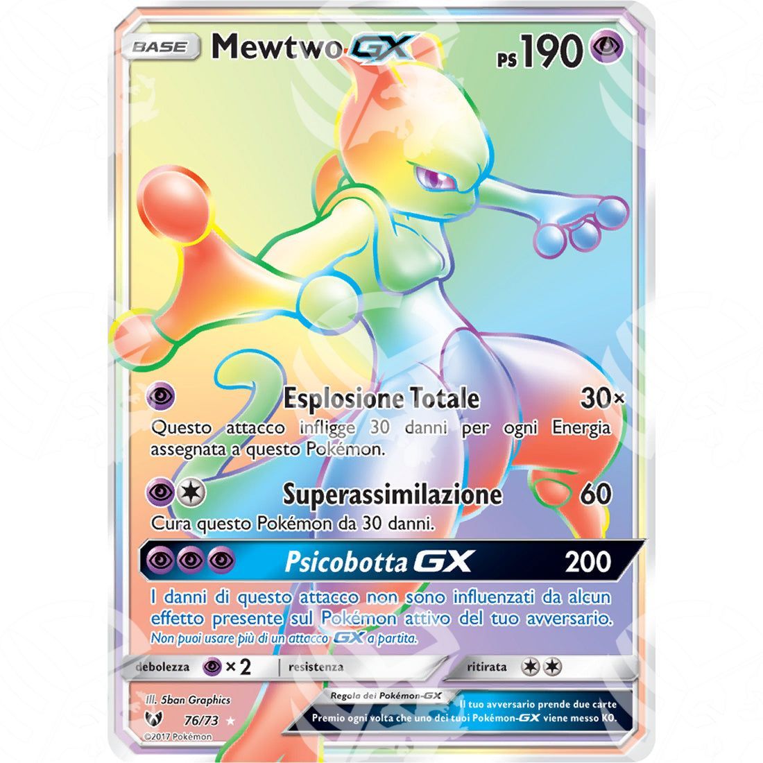 Leggende Iridescenti - Mewtwo GX - Rainbow Rare 76/73 - Warcard - Leggende Iridescenti - Mewtwo GX - Rainbow Rare 76/73 i prezzi più bassi sul mercato, solo da www.warcardshop.com! Carte singole, box, buste e mazzi.