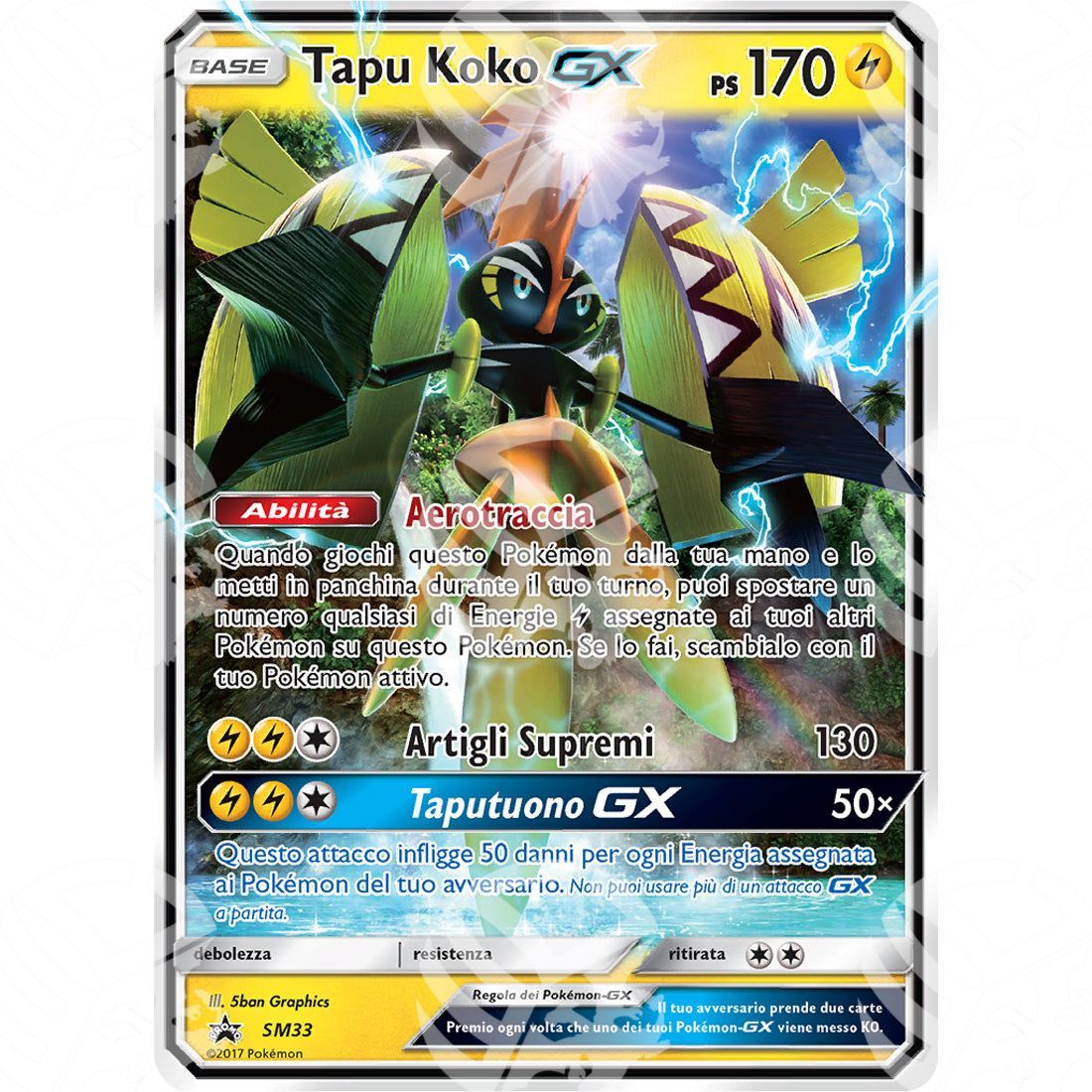 Black Star Promos - SM - Tapu Koko GX - Holo Promo SM33 - Warcard - Black Star Promos - SM - Tapu Koko GX - Holo Promo SM33 i prezzi più bassi sul mercato, solo da www.warcardshop.com! Carte singole, box, buste e mazzi.