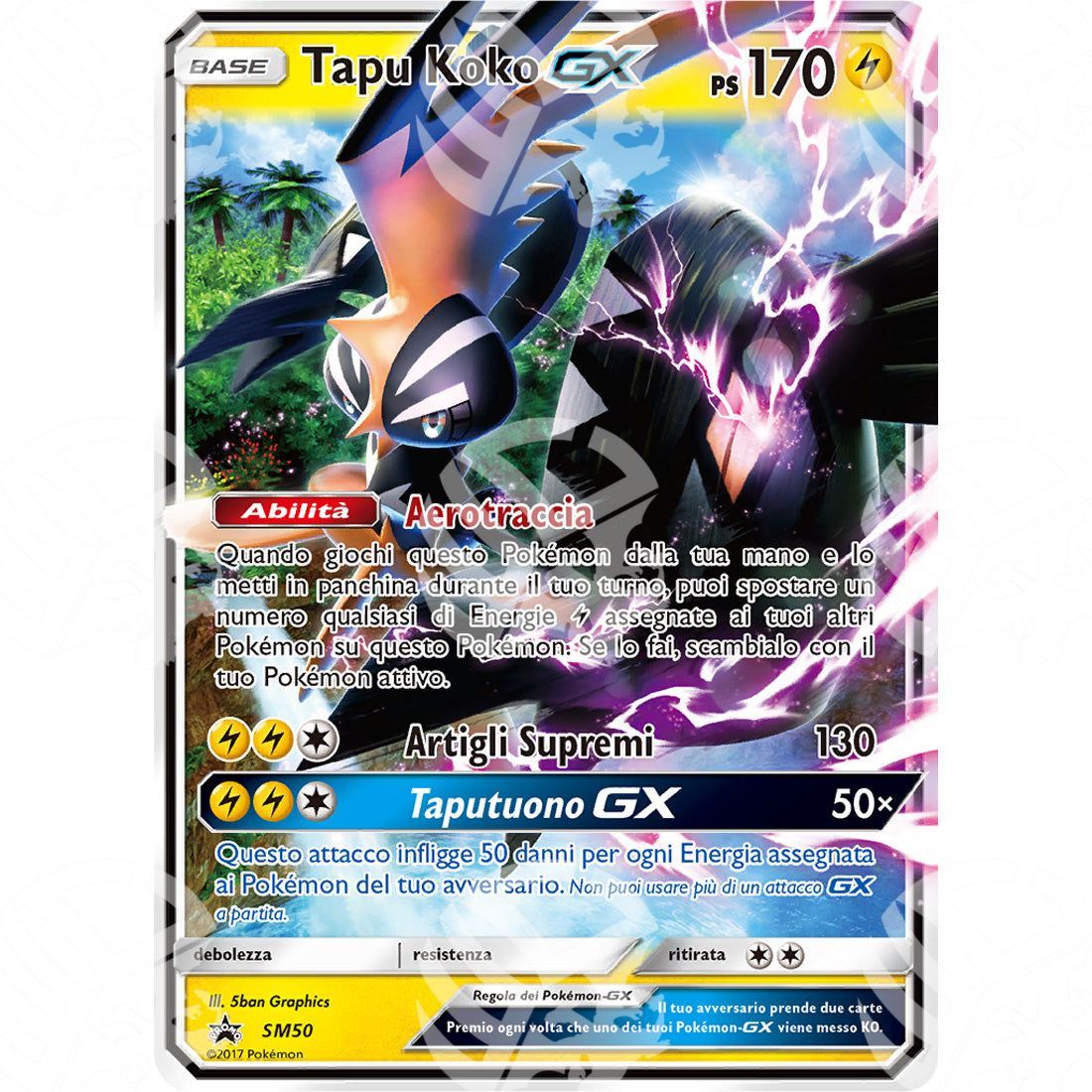 Black Star Promos - SM - Tapu Koko GX - Holo Promo SM50 - Warcard - Black Star Promos - SM - Tapu Koko GX - Holo Promo SM50 i prezzi più bassi sul mercato, solo da www.warcardshop.com! Carte singole, box, buste e mazzi.