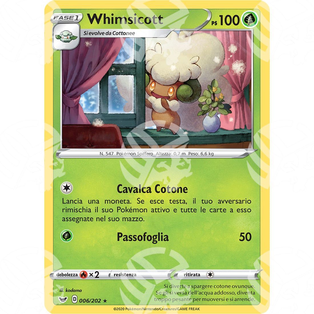 Spada & Scudo - Whimsicott - 6/202 - Warcard - Spada & Scudo - Whimsicott - 6/202 i prezzi più bassi sul mercato, solo da www.warcardshop.com! Carte singole, box, buste e mazzi.