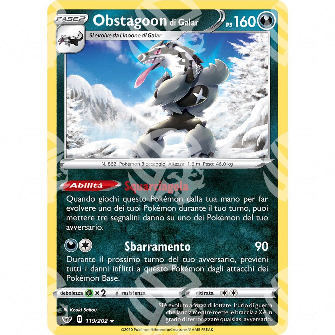 Spada & Scudo - Galarian Obstagoon - Holo Rare 119/202 - Warcard - Spada & Scudo - Galarian Obstagoon - Holo Rare 119/202 i prezzi più bassi sul mercato, solo da www.warcardshop.com! Carte singole, box, buste e mazzi.