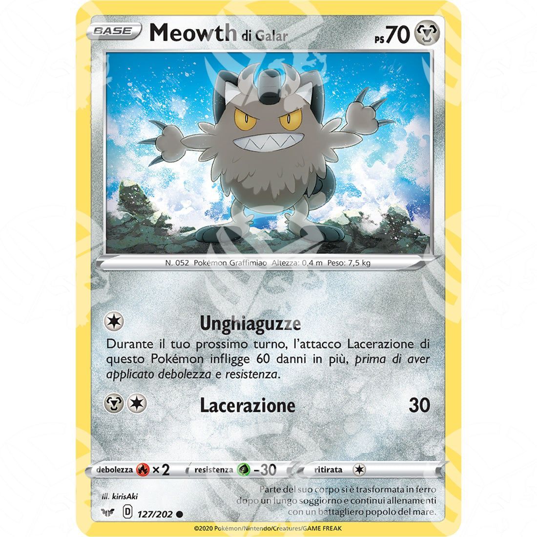 Spada & Scudo - Galarian Meowth - 127/202 - Warcard - Spada & Scudo - Galarian Meowth - 127/202 i prezzi più bassi sul mercato, solo da www.warcardshop.com! Carte singole, box, buste e mazzi.