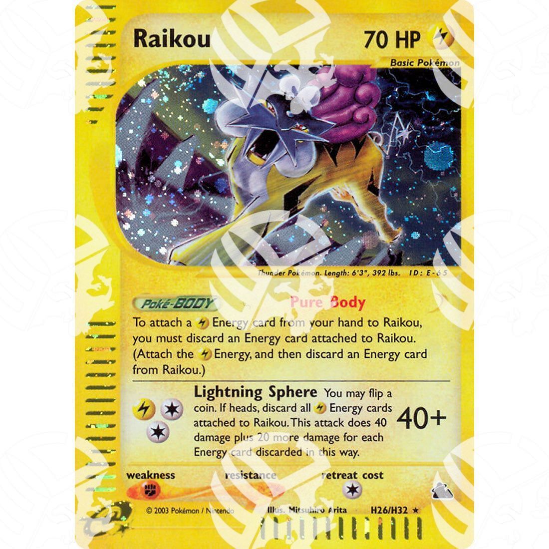 Skyridge - Raikou - Holo Rare H26/H32 - Warcard - Skyridge - Raichu - Holo Rare H25/H32 i prezzi più bassi sul mercato, solo da www.warcardshop.com! Carte singole, box, buste e mazzi.