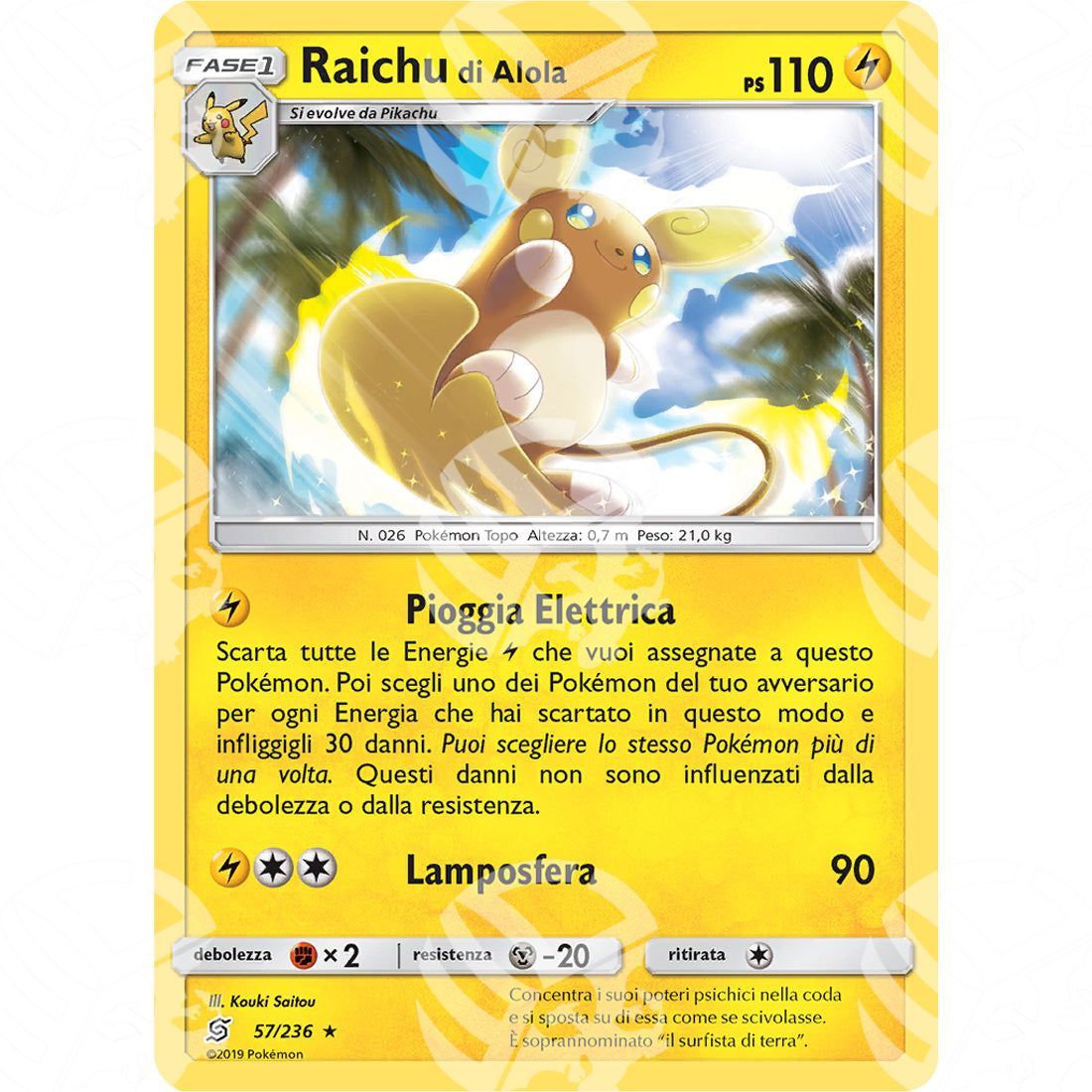 Sintonia Mentale - Alolan Raichu - Holo Rare 57/236 - Warcard - Sintonia Mentale - Alolan Raichu - Holo Rare 57/236 i prezzi più bassi sul mercato, solo da www.warcardshop.com! Carte singole, box, buste e mazzi.