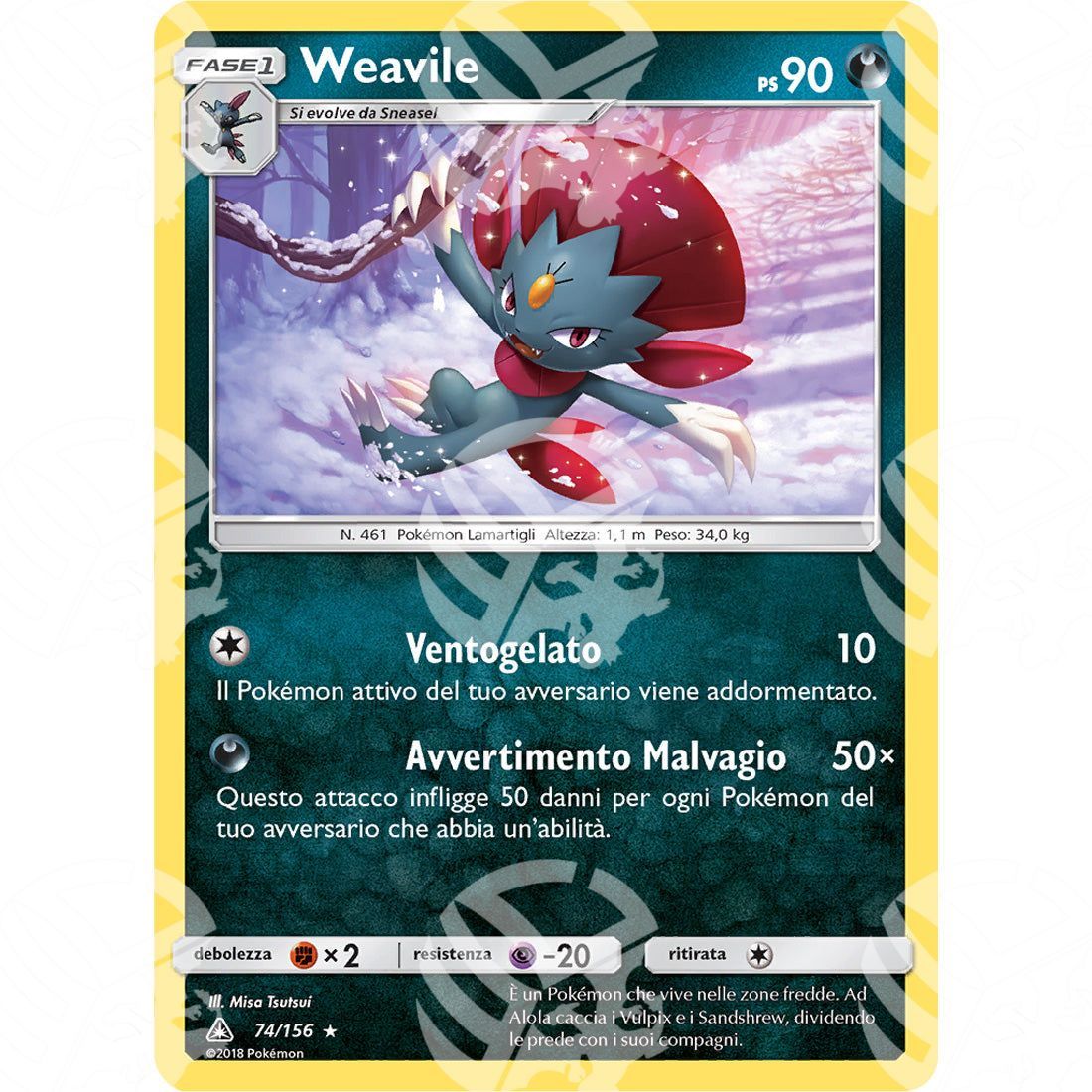 Ultraprisma - Weavile - Holo Rare 74/156 - Warcard - Ultraprisma - Weavile - Holo Rare 74/156 i prezzi più bassi sul mercato, solo da www.warcardshop.com! Carte singole, box, buste e mazzi.