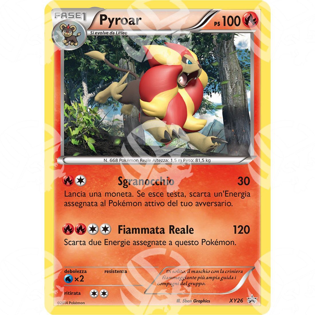 Black Star Promos - XY - Pyroar - Holo Promo XY26 - Warcard - Black Star Promos - XY - Pyroar - Holo Promo XY26 i prezzi più bassi sul mercato, solo da www.warcardshop.com! Carte singole, box, buste e mazzi.