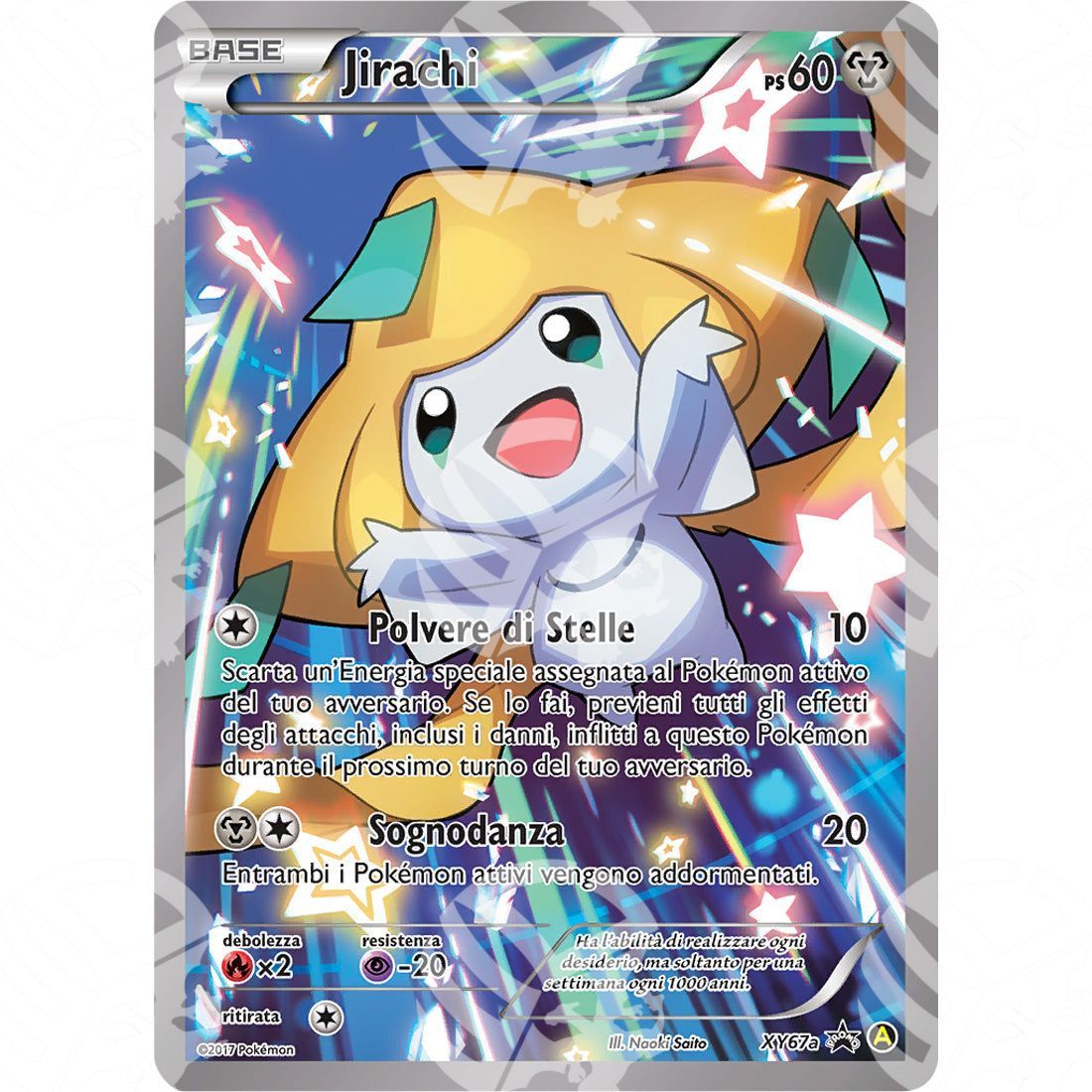 Black Star Promos - XY - Jirachi - Holo Promo XY67a - Warcard - Black Star Promos - XY - Jirachi - Holo Promo XY67a i prezzi più bassi sul mercato, solo da www.warcardshop.com! Carte singole, box, buste e mazzi.